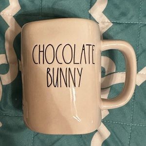 Rae Dunn Chocolate Bunny Two Sided Mug Green Lined